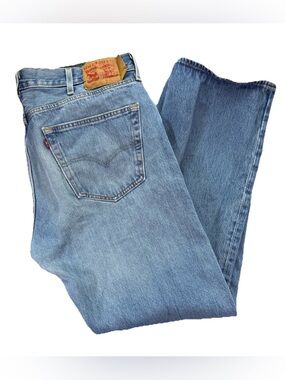 Levi's 501 Jeans Men's 38 x 32 Button Fly Light Wash Blue Denim Straight Y2K